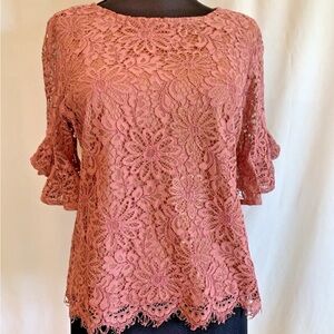 Nanette Lepore Rose Pink Lace Top - size Extra Small